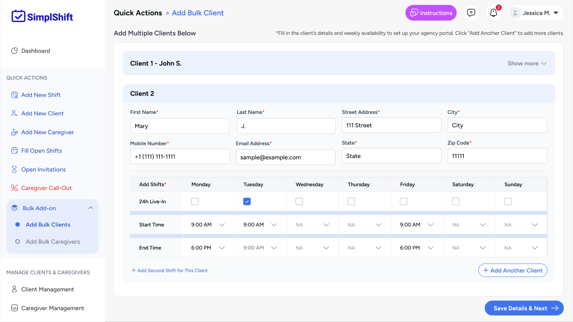 Onboard new home care clients in SimplShift